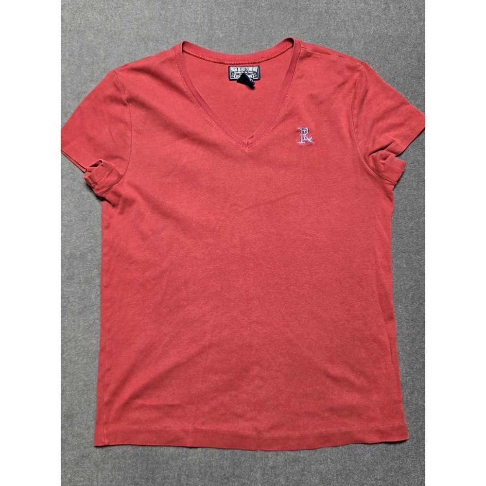 Polo Jeans Company Ralph Lauren Red V-Neck T-Shirt XL/EXG Women's 90s‎ Y2K